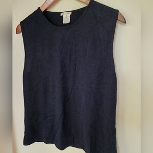 Oscar de la Renta Black Sleeveless Knit Top – Cashmere & Silk Blend – Size L